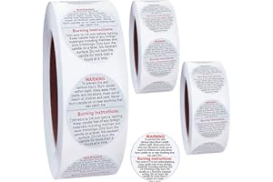 GOIIO 1500 pcs Candle Warning Labels,1.5inch Candle Jar Container Stickers, Candle Safety Stickers for Candle Making DIY Candle Jars