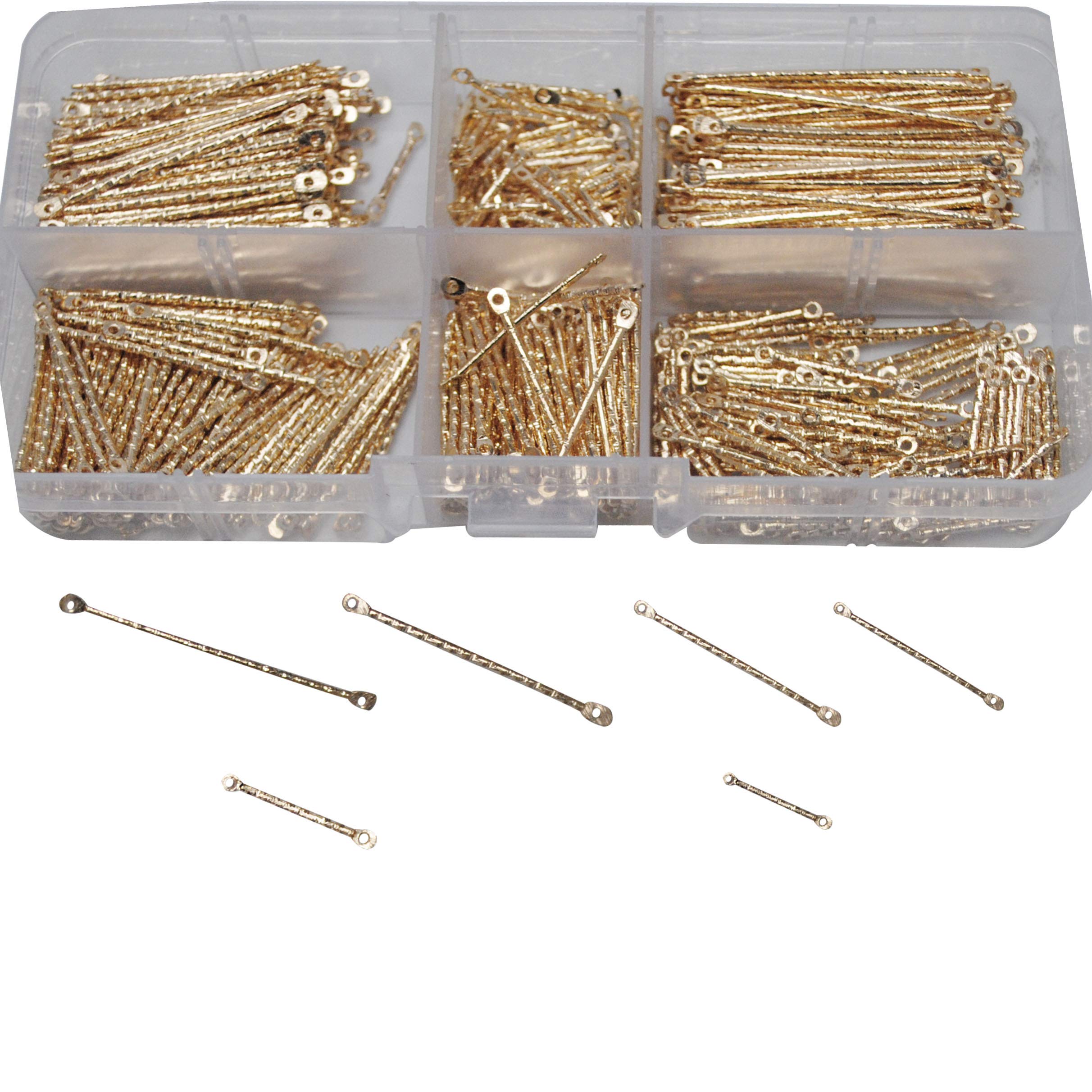 Chenkou Craft Assorted 600pcs Jewelry Making Wave Connect Bar Earring Necklace Connector (KC-Gold, Mix)
