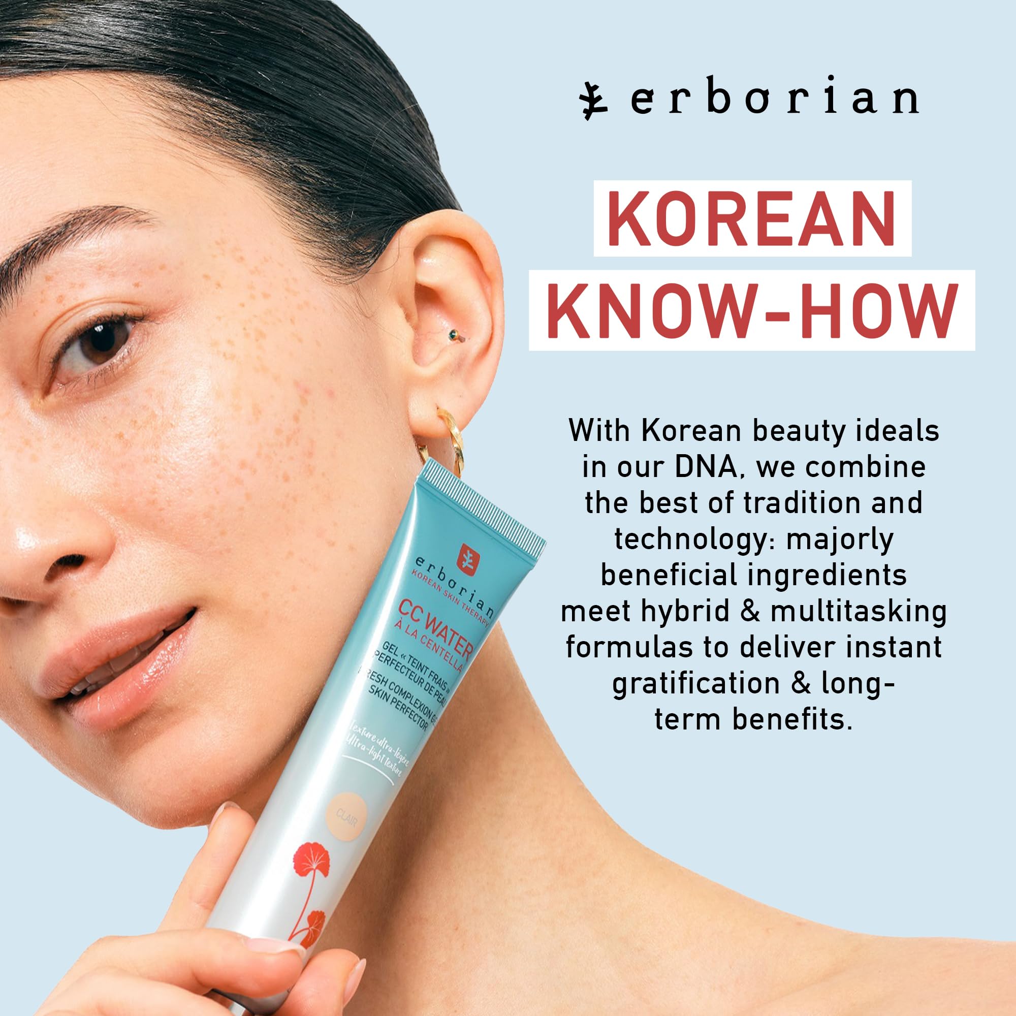 Erborian CC Water with Hyaluronic Acid - Ultra-Light Aqua Gel Color Corrector with Centella Asiatica & Hyaluronic Acid - Plump, Softer & Hydrated Skin