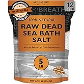 Aromasong Raw Dead Sea Bath Salt - Minimally Cleaned, Contains More Dead Sea Minerals Including Dead Sea Mud - 100% Pure & Natural Dead Sea Salts for Soaking 5 LB - Bulk Resealable Pack