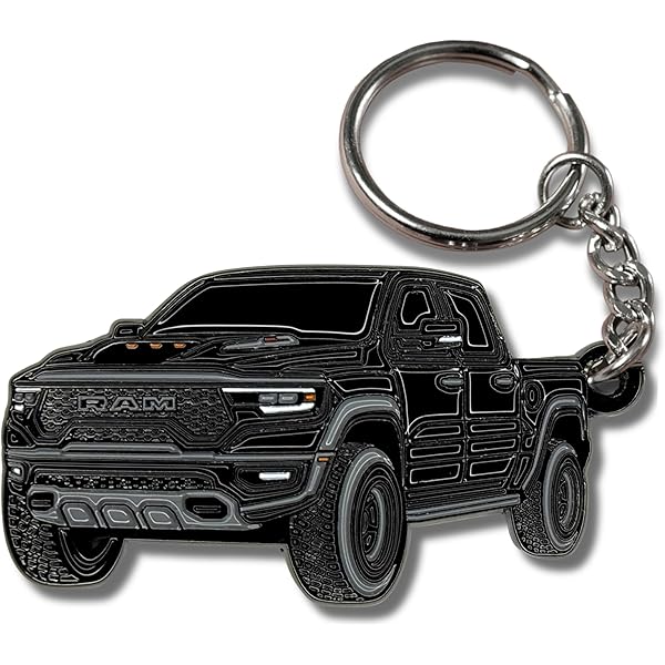 Au-TOMOTIVE Rectangular Leather Key Chain For Dodge Ram – Genuine Leather With Laser-Engraved Logo