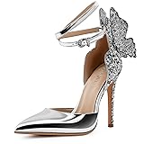 FINDVELL Silver High Heels Butterfly Back Sexy