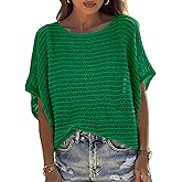 UNCLECAT Women's Crochet Tops Short Sleeve Sweater 2026 Fashion Hollow Out Scoop Neck Pullover Knit Tops Beach Coverup