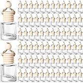 BBTO 100 Pcs Car Air Fresheners Diffuser with Wooden Empty Aromatherapy Diffuser Clear Fragrance Holder Pendant Hanging Perfume Fresheners Bottles for Car Decor(Clear Classic)