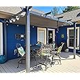 PURPLE LEAF 10' X 13' Outdoor Retractable Pergola with Sun Shade Canopy Patio Metal Shelter for Porch Garden Beach Pavilion Grill Gazebo Modern Yard Grape Trellis Pergola, Gray