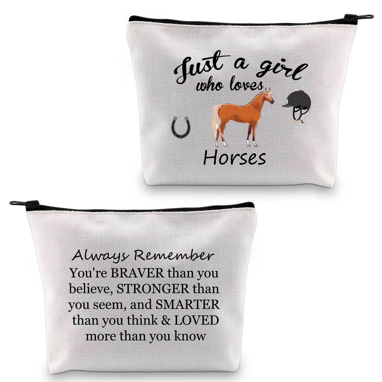 Horses Gifts for Girls Horse Makeup Bag Just a Girl Who Loves Horses Lover Gifts Horses Cosmetic Bag Zipper Pouch Travel Bag Pencil Case Organizer Storage (Horse Bag)