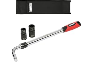 ARES 57001 – Heavy Duty Extendable Lug Wrench Set – High-Torque Lug Wrench Extends from 17.5 to 23.5 Inches (447mm to 600mm) – Includes 2 Double-Sided 6-Point Sockets for Broad Vehicle Coverage