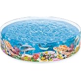 INTEX SnapSet Deep Blue Sea 8ft x 18in Kiddie Pool, Non-Inflatable | 58472EP - Round Plastic Above Ground Swimming Pool - Backyard Fun for Small Kids Ages 3 and Up
