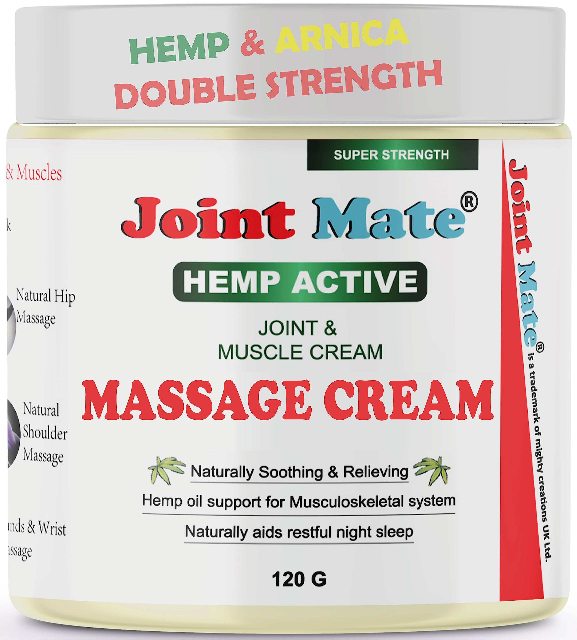 Hemp Cream Massage with Hemp Seed Oil, Arnica Montana,Boswellia Serrata,Aloevera,Menthol Perfect for |Joint & Muscle Daily Support|Moisturise Pre Massage Knee Hip Shoulder Lower Back Neck Hands Feet