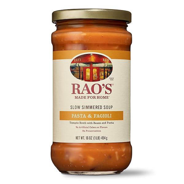 RAO’S HOMEMADE PASTA FAGIOLI SOUP, 16OZ, REAL VEGETABLES,...