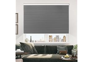 Allesin Cellular Shades Cordless Blackout Honeycomb Blinds for Indoor Windows, Thermal Insulated Window Shades Noise Reduction, Easy to Install, Perfect for Bedroom/Living Room, Grey - H64 x W32