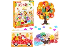 Lonfliness 8PCS Poke-in Craft Art Kit Fall Thanksgiving No-Mess Fabric Sewing Puzzle Puncture Painting DIY Turkey Pumpkin Fall Harvest Toy Gift Creative Activity Game Birthday Party