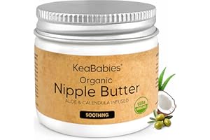 KEABABIES Organic Nipple Butter for Cracked, Sore, Relief - Nursing Nipple Cream Safe for Breastfeeding, 100% Natural Clean Breast Cream, Non Lanolin Balm, Mom Postpartum Breastfeeding Essentials,2oz (Soothing)
