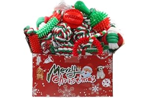 Beiker Christmas Dog Toys Bulk 15 Pack, Puppy Chew Toys for Teething Small Medium Puppies, Holiday Christmas Themed Presents 