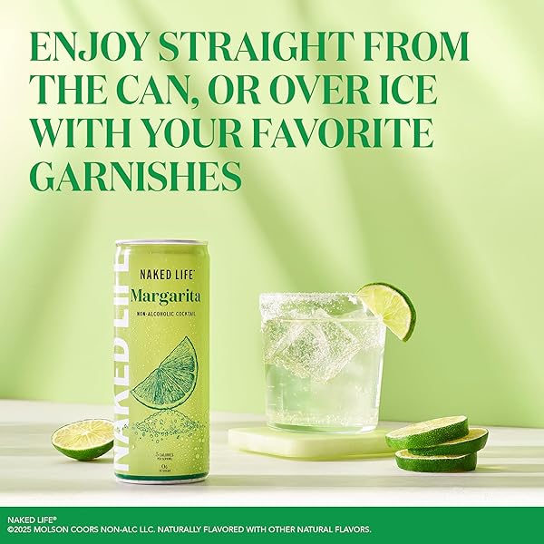 NAKED LIFE NON-ALCOHOLIC DRINKS, MARGARITA, ZERO SUGAR, LOW CALORIE, ALCOHOL-FREE COCKTAILS 4 PACK, 8.4 FL OZ CANS