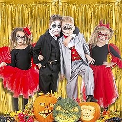 2 Pack Gold Fringe Curtain Backdrop Tinsel