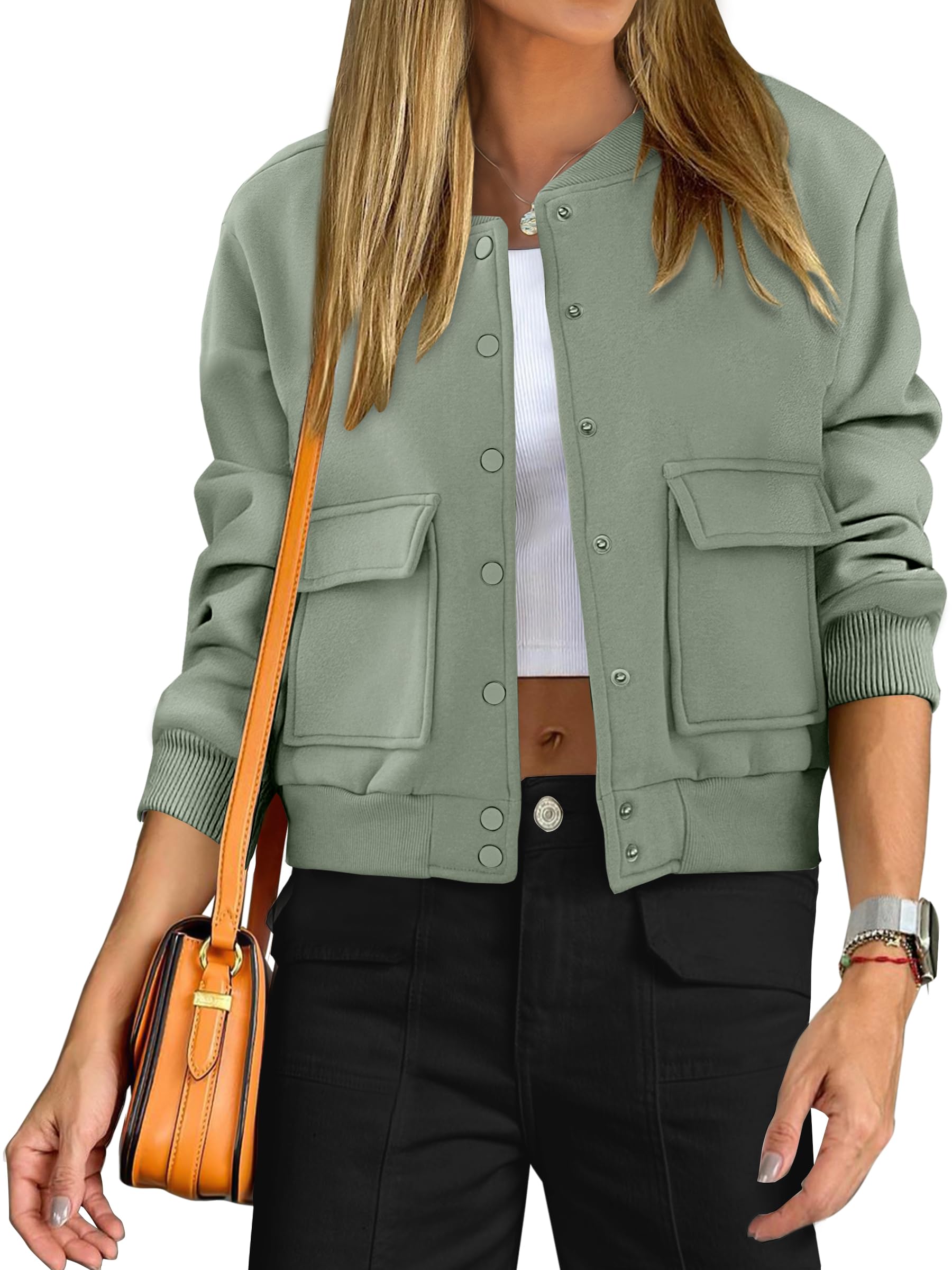ANRABESS Women Cropped Bomber Jacket 2025 Fashion