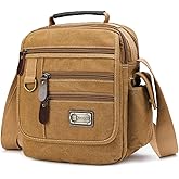 Sunsomen Mens bag Canvas Shoulder Bag Small Messenger Crossbody Bag Work Bag Vintage Multi-function