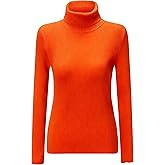 SANGTREE Women's Ribbed Turtleneck Sweater Basic Stretchy Slim Fit Knit Pullover Tops Fall Fashions