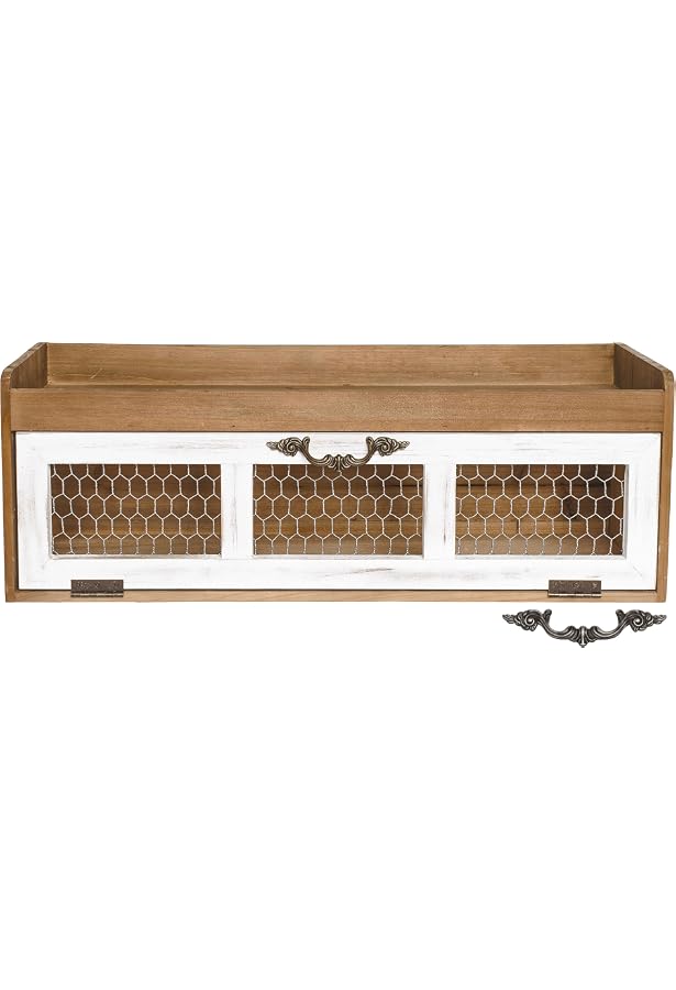 Hobby Lobby Brown Chicken Wire Wood Wall Shelf With Pull Down Drawer