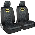 BDK Warner Bros DC Comics Batman Front Seat Covers Car Accessories - Universal Fit with Matching Seat Belt Pads, Side Airbag Compatible, Easy to Install for Car, Truck, Van, and SUV