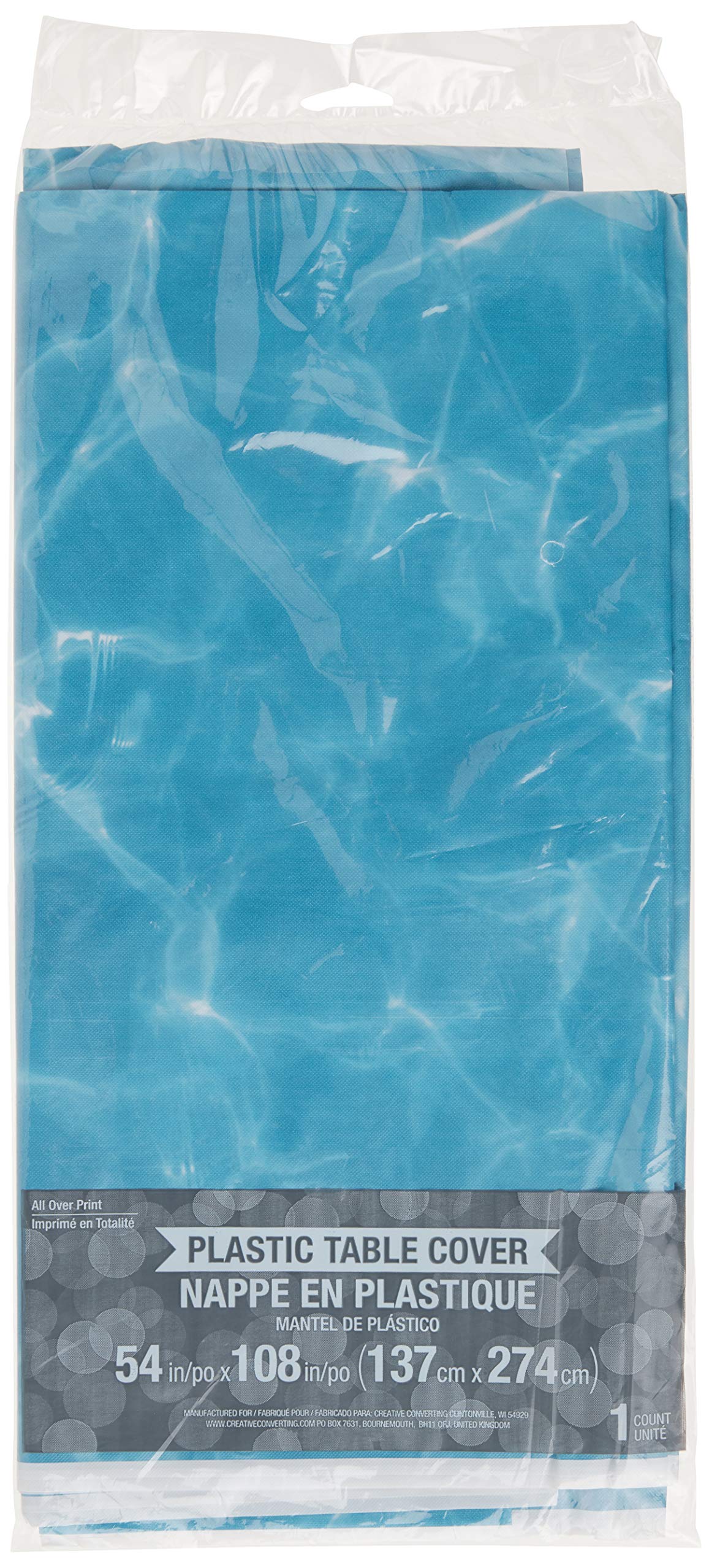 Creative Converting 329657 Plain Water Print Plastic Tablecloth