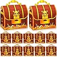 Chinco Treasure Treat Chest Boxes Cardboard Pirate Treasure Chest Party Favor Box Present Goodie Boxes for Halloween Game Pirate Theme Party(12 Pcs,Delicate Style)