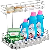 Under Sink Organizer 9"W X18.5"D，Pull Out Cabinet Organizer 2 Tier，Under Sink Slide Out Organizer Chrome Plated, Under Kitchen Bathroom Sink Organizer, Pantry Cabinet Closet Organization Rack, 1 Pack