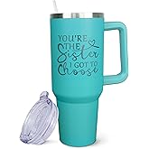 ZNYYZYBA Best Friend Birthday Gift - 40 oz Sister Choice Tumbler with Handle & Straw, Reusable Stainless Steel