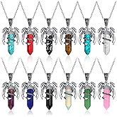 Yinkin 12 Pcs Dragon Necklace for Men Women Crystal Stone Necklace Dragon Wrapped Pendant Chakra Reiki Gemstone jewelry
