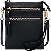 Solene Small Crossbody Bag for Women, Multi Zip Pockets with Detachable Wristlet, Lightweight Travel Purse, Cell Phone Pouch