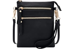 Solene Small Crossbody Bag for Women, Multi Zip Pockets with Detachable Wristlet, Lightweight Travel Purse, Cell Phone Pouch