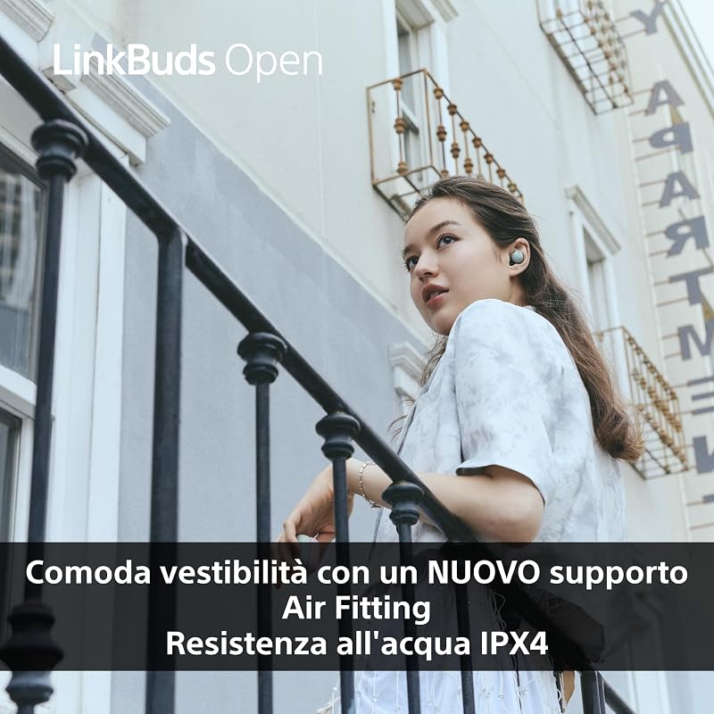 LinkBuds Open – Cuffie Bluetooth True Wireless Aperte - Suono trasparente, comfort, 4,8 g, Alta qualità del suono, IPX4, connessione Multipoint, batteria fino a 22 ore, iOS e Android – White