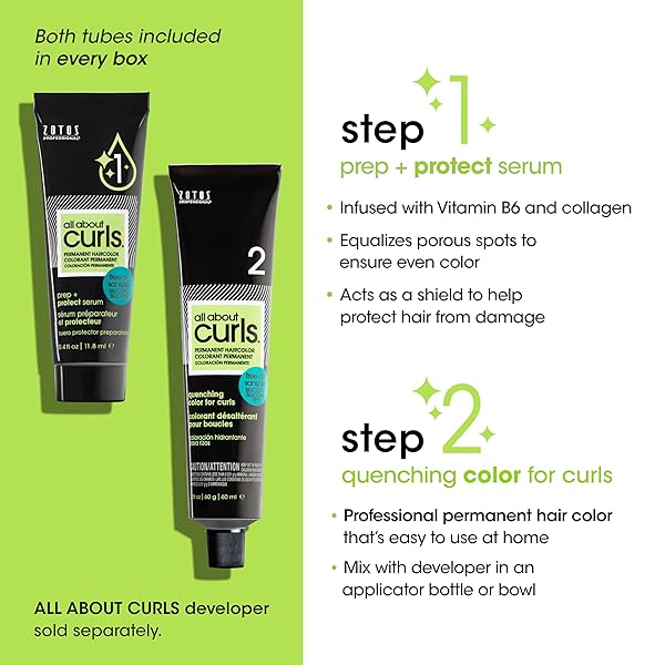 ALL ABOUT CURLS 6WB CINNAMON ROLL PERMANENT HAIR COLOR (PREP + PROTECT SERUM & HAIR DYE FOR CURLY HAIR) – 100% GREY COVERAGE, NOURISHED & RADIANT CURLS