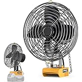 LIVOWALNY Portable Jobsite Fan Compatible with Dewalt 20v Battery, 7" Cordless Works Fan 17W 3500RPM Portable with Low Voltage Protection, USB and Type C Charging Port (No Battery)