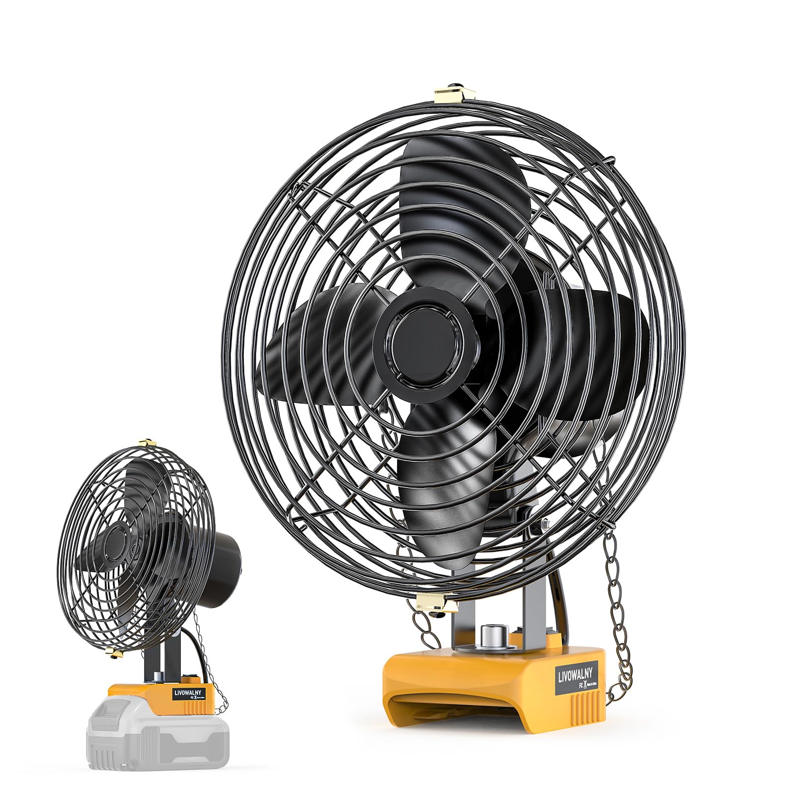 Photo 1 of LIVOWALNY Portable Jobsite Fan Compatible with Dewalt 20v Battery, 7" Cordless Works Fan 17W 3500RPM Portable with Low Voltage Protection, USB and Type C Charging Port (No Battery)