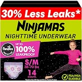 Ninjamas Girls Bedwetting Nighttime Underwear, S/M (38-70 lbs), 14 Count | Pull Up Underwear for Girls, Overnight Leak Protection, Fits Like Underwear, Ultra Absorbent, Hypoallergenic