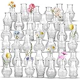 40pcs Bud Vases in Bulk - Clear Glass Bud Vase, Tiny Vases for Flowers, Small Vases for Centerpieces, Mini Vintage Flower Vas