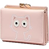 Favydov Women Small Wallet RFID Blocking Vegan Leather Card Holder Coin Purse Cute Pocket Wallet for Women Ladies Girls Pale Pink