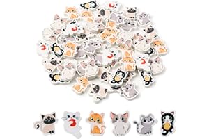 ANGOLIO 60Pcs Cute Cat Erasers Back to School Gifts for Kids Animal Pencil Top Erasers Mini Kawaii Cartoon Cat Eraser for Classroom Activities Rewards Game Prizes Cat Birthday Party Supplies, 6 Styles
