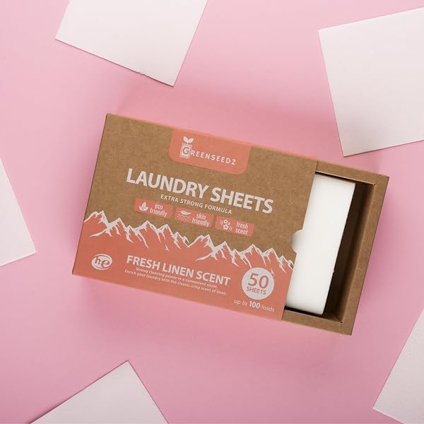 GREENSEEDZ ECO FRIENDLY LAUNDRY DETERGENT SHEETS, UP TO 100 LOADS, POWERFUL STAIN AND ODOR REMOVAL, FRESH SCENT, SKIN FRIENDLY, EASY FOR TRAVEL, HAND WASHING SAFE, BIODEGRADABLE LAUNDRY SHEETS, HE