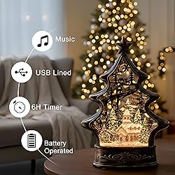 Christmas Snow Globe Lantern Water Glittering
