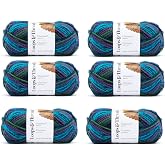 Loops &amp; Threads Charisma Yarn - Multicolor Yarn for Knitting, Crochet, Weaving, Arts &amp; Crafts - Northern Light, Bulk 6 Pack