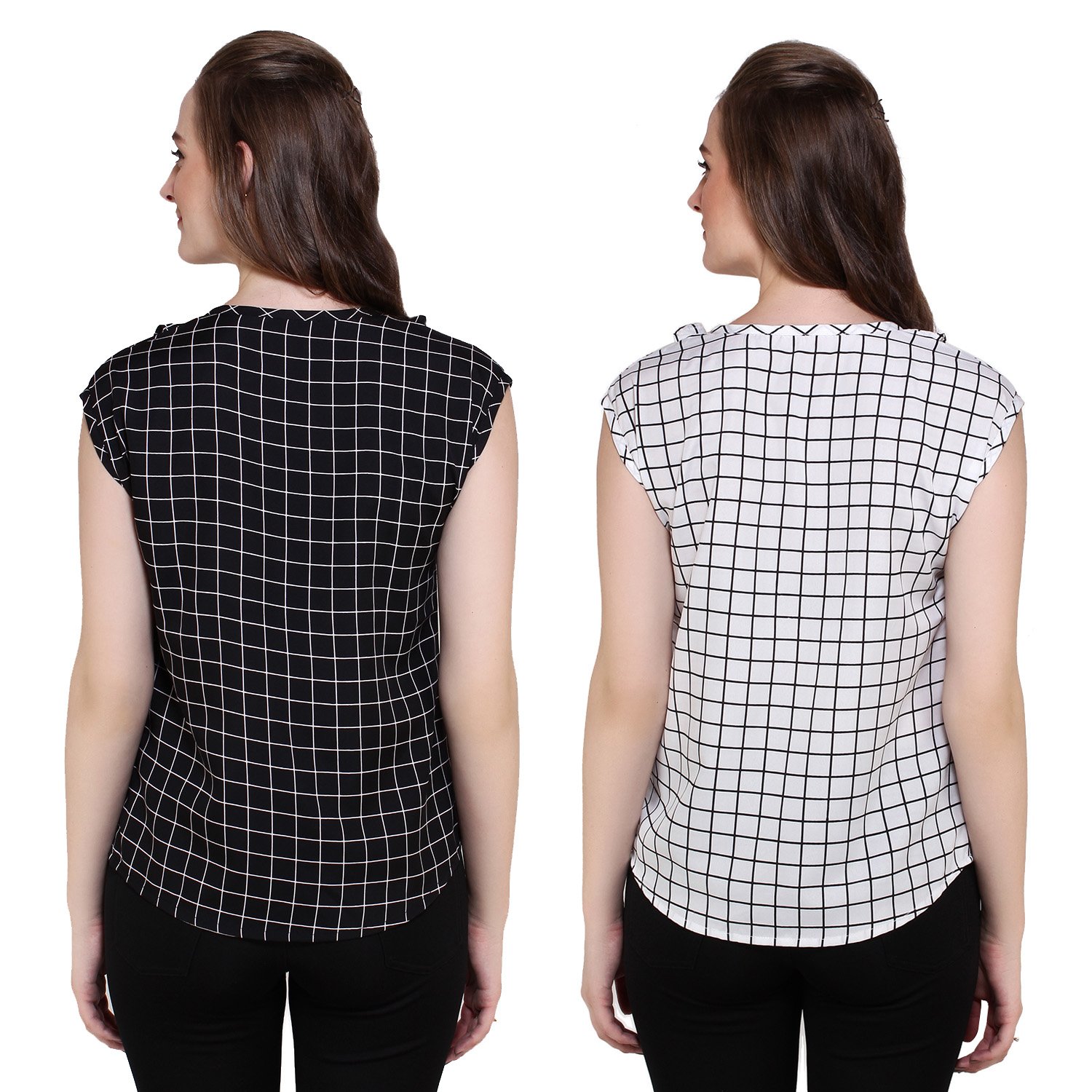 mallory winston white & black sleeveless ruffle