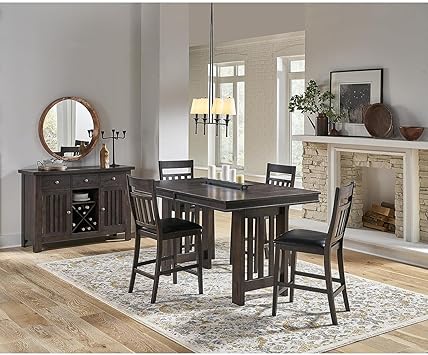 Amazon Com A America Bremerton 60 78 Gathering Height Trestle Table With Slat Base Warm Grey Furniture Decor