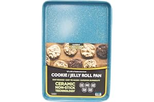 casaWare 15 x 10 x 1-Inch Ultimate Series Commercial Weight Ceramic Non-Stick Coating Cookie/Jelly Roll Pan (Blue Granite)
