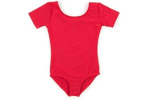 Leveret Girls Leotard Basic Short Sleeve Ballet Dance Leotard Kids & Toddler Shirt (Toddler-14 Years) Variety of Colors