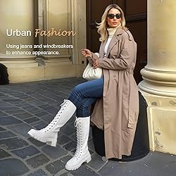 Vepose Women's White Lace Platform Combat Knee High