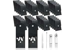 HAIFOTRVA 50 Sets Finger Nail Clipper Set Bulk,4 in 1 Black Adult Stainless Steel Travel Manicure Kit with Case Individually Wrapped Nail Clippers Bulk for Homeless,Hotel,Charity