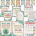 17 Pieces Succulents Classroom Motivational Posters Welcome Decor Signs for Classroom Succulents Bulletin Board Decorations Growth Mindset Classroom Posters Elementary Middle School Classroom Rules
